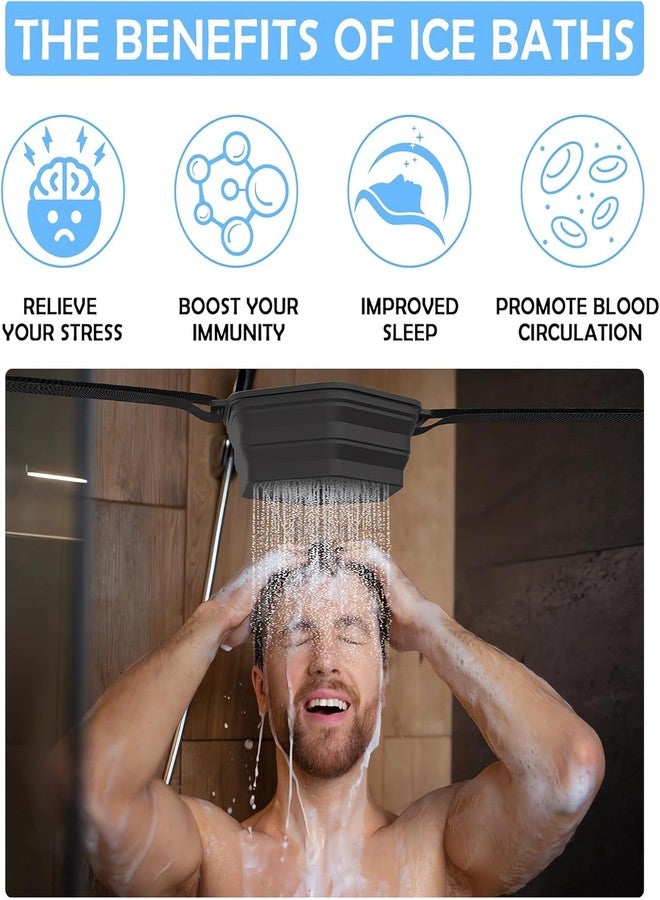 Clefairy Ice Shower Kit for Recovery, Portable Quick Ice Bath Tub, Ice Bath Chiller, Foldable Silicone Ice Shower Bath Bucket for Cold Water Therapies - Image 4